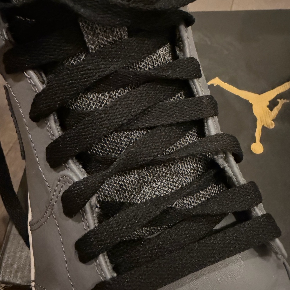 Air Jordan Men's 1 Retro Hugh Top Black and Gray Sneakers - Picture 12 of 16